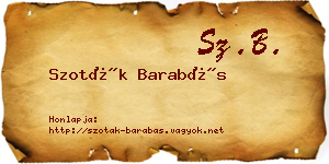 Szoták Barabás névjegykártya